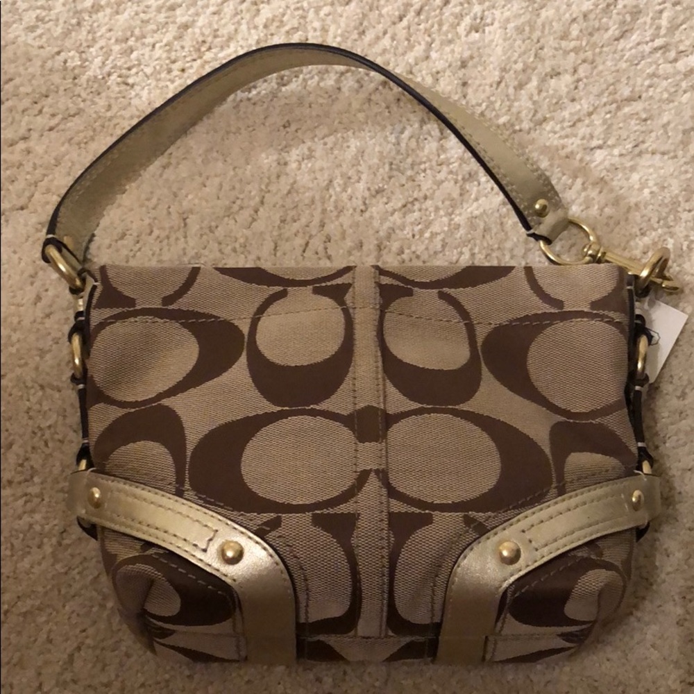 COACH Small Carly Signature Top Handle Hobo Bag